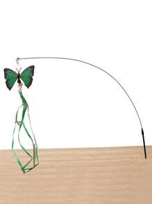1pc Butterfly Shaped Cat Teaser Wand, Elastic Steel Rod With 3 Color Options, Cat Interactive Toy With Small Bell, Toys For Cat Training & Entertainment, Home & Outdoor Pet Supplies