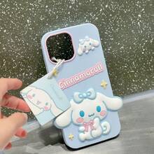 Sanrio Custodia protettiva in silicone 3D, compatibile con Apple 16/15, con motivi cartoni animati carini rosa e Melody della linea Sanrio, per la piena copertura del telefono