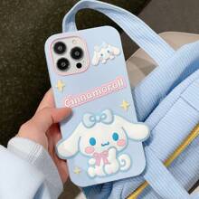 Sanrio Custodia protettiva in silicone 3D, compatibile con Apple 16/15, con motivi cartoni animati carini rosa e Melody della linea Sanrio, per la piena copertura del telefono