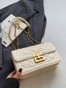 New Fashion Square Solid Color Versatile Chain Shoulder Bag For Women - Beige - View 10