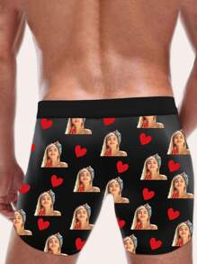 1pc Custom Boxers For Men, Personalized Men's Underwear, Festive Men's Underwear (Thanksgiving/Valentine's/Christmas/Birthday/Party), Customized Designs (Digital Printing/Tape/Heart/Cartoon), All-Over Print Trunks, Fun & Playful Styles (Animal Prints/Naughty Themes), Custom Boxer Briefs, Personalized Boxers For Husband, Plus Size Men's Boxers - Anniversary Gift, Wedding Gift, Couple Gift, Best Friend Gift, Gift For Boyfriend/Husband/Him