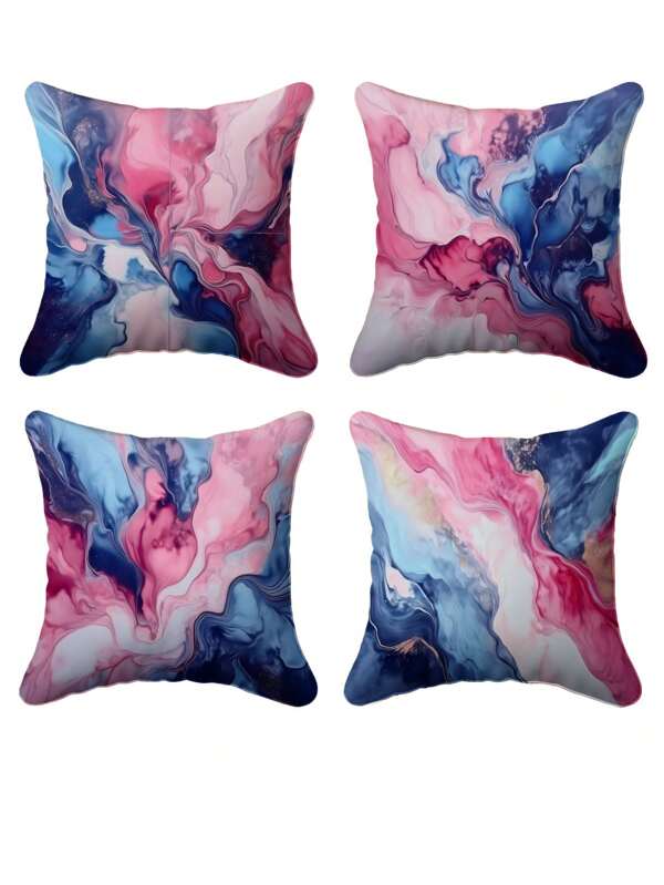 1-4PCS Square Marble Pattern Pillow Covers - Soft Polyester Fabric, Living Room Decor/Bedroom Essentials/Outdoor Accent For Homeowners/Interior Designers, Mother's Day/Graduation Season, Perfect Gift For Mom/Housewarming Present, Cottagecore Style (Pillow Covers/Cottagecore/Home Decor)