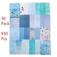 MOCARD 1 Pack 31 Stück/30 Packungen 930 Stücke sortierte Gitter- und Vintage-Holzknöpfe und Scrapbooking-Material Bastelpapier, handgemachtes Junk-Journal-Design-Papier, ästhetische Collage-Materialien für Schule, Schulsachen, Rückkehr zur Schule