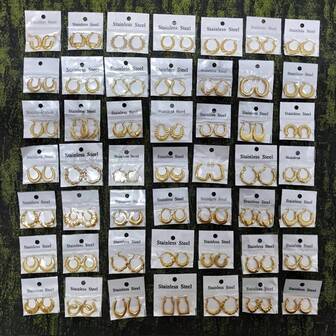 10 par ringörhängen i rostfritt stål för kvinnor - enkel, japansk och sydkoreansk stil, fashionabla och delikata asymmetriska former, mångsidiga för dagliga tillfällen och fester, utan steninläggning