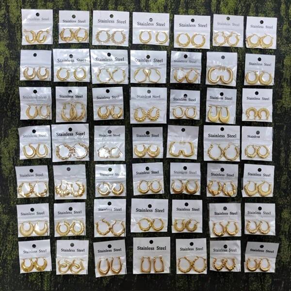 10 Pares de Brincos Argola de Aço Inoxidável Conjunto para Mulheres - Estilo Simples, Japonês e Sul-Coreano, Formas Assimétricas Elegantes e Versáteis para Ocasiões Diárias e de Festa, Sem Incrustações de Pedras