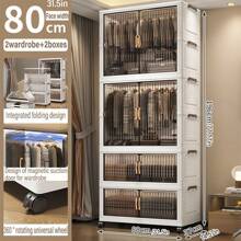 Foldable Wardrobe Clothes Storage Cabinet, Thickened Closet For Home/Bedroom, Easy Installation, Suitable For Children