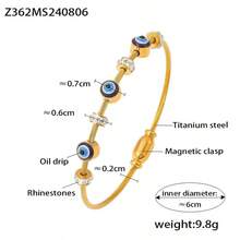 1 件时尚钛钢恶魔眼水晶镶嵌手链，适合女性日常佩戴 - 惡魔之眼 - 查看 5