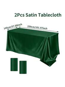 2 Pieces White Satin Wedding Tablecloth - Elegant Rectangular Polyester Table Cover 101.9 Inches X 57 Inches For Weddings, Birthdays, Halloween, Graduation Parties - Durable, Easy To Clean, Available In A Variety Of Colors, Wedding Dining Table Decorations, Christmas Decorations