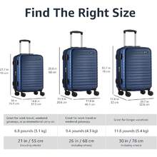 Hardside Luggage ABS Hard-Shell Spinner/Suitcase With 4 Wheels, 78 Cm, Navy Blue