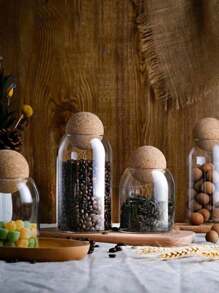Glass Sealed Canister For Coffee Beans And Dried Fruits Kitchen Storage Jar With Cork Lid