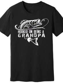 Grandpa'S Fishing Shirt - Funny 'Being A Grandpa' Men'S Short Sleeve T-Shirt, Breathable Cotton, Casual Round Neck Tee For Daily Wear & Vacation, Grandpa, Fishing, Funny, T-Shirt - Black - View 1
