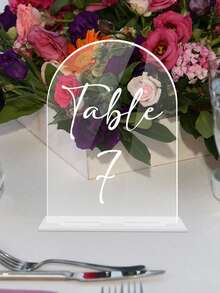 1set Personalised Black Acrylic Table Numbers - Wedding Table Decor - Wedding Signage - Table Signs - Table Numbers - Wedding Stationery - Reception Signs,Wildflower Wedding Table Numbers, Frosted Arch Acrylic Table Numbers, Floral Table Numbers - Multicolor - View 13