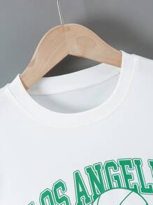 2 Peças/Conjunto Conjunto de Camiseta com Estampa de Letra e Shorts de Estilo Esportivo da Moda Infantil, Verão