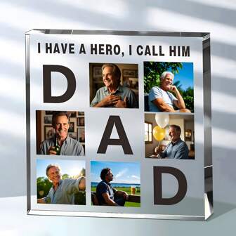 1pc Personalized Acrylic Plaque – "I Have A Hero, I Call Him DAD" With Custom Photos – Boho Tabletop Gift For Dad – Father's Day, Birthday, Home & Office Decor,Multi-Functional, ,Ornamental,Reusable,Exquisite,Stylish,High-Quality,Colorful,Modern,Custom,Personalized,Unique,Ideal Gifts For Him,Ideal Gifts For Her,Boyfriend,Dad,Girlfriend,Mom,Family,Friends,Tea Room,Home,Garden,Office,For Anniversaries,For Valentine's Day,For Mother's Day,For Birthdays,For Father's Day,For Graduation,For Weddings,For Housewarming,Home Decor,Home Decor