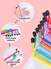 10/20pcs A4 Mesh Zipper Bags, PVC Mesh Zipper Pouches, Waterproof Plastic Mesh Zipper Envelopes, File Folders, Multi-Purpose Mesh Organizer Bags, Transparent Document Storage Bags Back To School