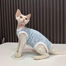 Blue Sleeveless Jumpsuit Pet Clothes With Belly Protection, Suitable For Hairless Cats, Spring & Autumn - Blue - View 10