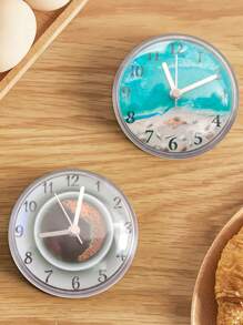 1 Pc, Suction Cup Refrigerator Clock, Small Bathroom Wall Mounted Suction Cup Waterproof Bathroom Clock, Suitable For Kitchen, Bathroom, Outdoor Portable Mini Clock Room Decor Clock Wall Wall Clock Bedroom Decor Dormitory Decor Back To School