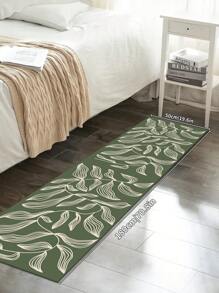 1 pièce Tapis vert, motif de feuilles simples, tapis de couloir, tapis de chambre à coucher, tapis de salon, tapis de cuisine, 850g/m² 0,8 cm d'épaisseur anti-dérapant lavable en machine, décorant la maison en toutes saisons