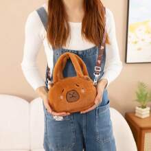 Capybara Crossbody Bag Portable Shoulder Bag Purse Cute Plush Bag For Outdoor Party,Stuffed Capybara Plush Bag Cartoon Capybara Plush Animal Handbag