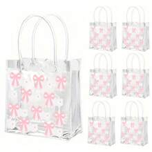 5/10pcs Bow Gift Bag Gift Bag Transparent PVC Handbag