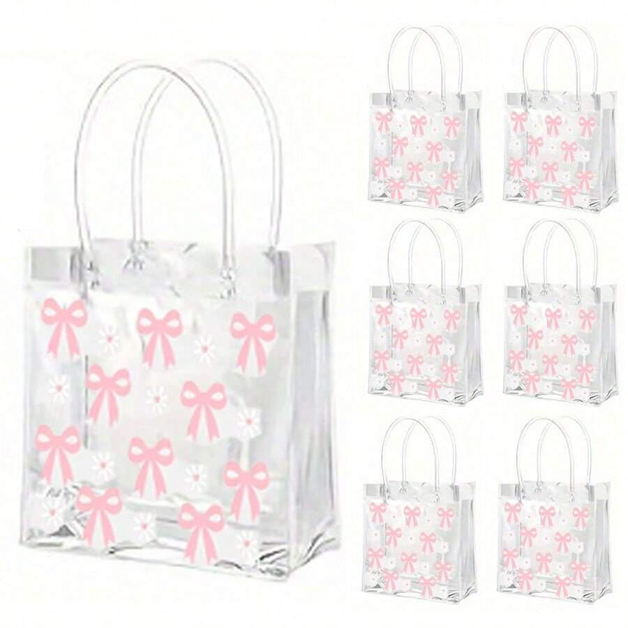 5/10pcs Bow Gift Bag Gift Bag Transparent PVC Handbag