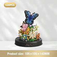 Miniature Building Block Flowers With Dust Cover Mini Everlasting Bouquet Assembly Toys Adult Building Block Decoration Romantic Gift
