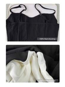 Váy suông hở vai ôm vừa vặn màu đen và trắng theo phong cách Pháp lãng mạn/kỳ nghỉ mới thời trang dành cho nữ, mùa xuân/hè - Đen và trắng - Xem 3