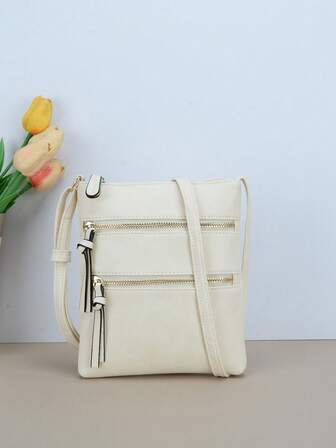 全新休闲斜挎包纯色 PU 皮革翻盖单肩包设计师女士手提包和钱包