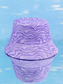 1pc Y2K Iridescent Wavy Double-Sided Bucket Hat For Women, Sun Protection Hat Suitable For Daily Wear - Purple - View 13