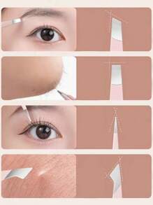 6pcs Stainless Steel Eyebrow Clip Tweezers Set, Includes 2pcs Crescent Eyebrow Razors, Makeup Tool Grooming For Women