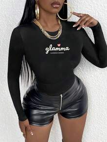 Grandma Glamma Women's Fashion Long Sleeve Shirt - màu đen - Xem 1