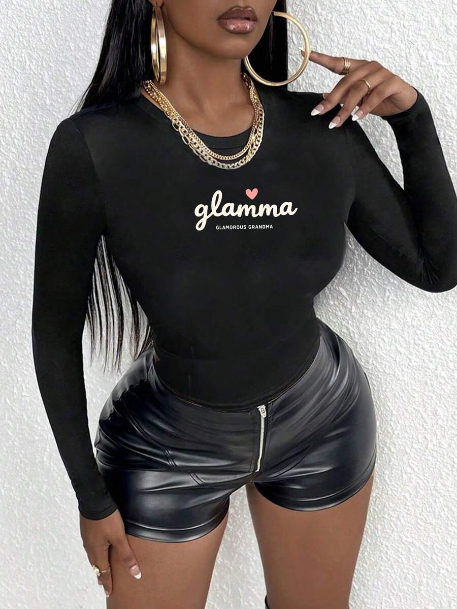 Grandma Glamma Women's Fashion Long Sleeve Shirt - màu đen - Xem 1