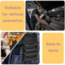 Tool Roll Up Pouch Multi-Purpose Roll Up Tool Bag Canvas Tool Organizer Bag,Car First Aid Kit Wrap Roll Storage Case,Hanging Tool Zipper Carrier Tote,Green - Multicolor - View 6