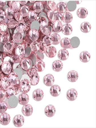2000pcs 3-6mm Light Pink Flat Back Resin Rhinestones, Round Jelly Gems, Suitable For Making Accessories, Shoes, Clothes, Cosmetics, Bags, Decorations And More