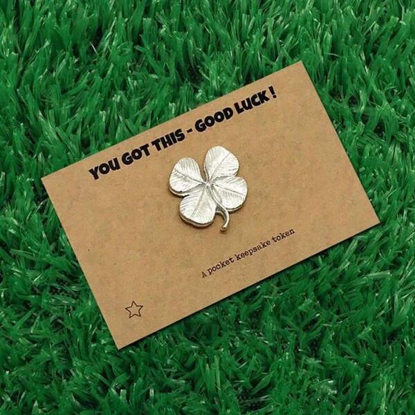 1PC/3PCS Good Luck Four-Leaf Clover Keepsake Token, Clover Lucky Charm With Card, Gift Card With 'YOU GOT THIS - GOOD LUCK! ' Message