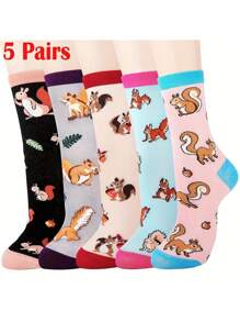 5 pares de calcetines de media caña para mujer con diseño de ardilla, un regalo perfecto de calcetines lindos de ardilla para mujeres, regalos novedosos para abuela, mamá, novia, calcetines cómodos para mujeres, hombres y adolescentes, calcetines divertidos con motivos de animales, calcetines de fiesta de animales, regalos para amantes de las ardillas