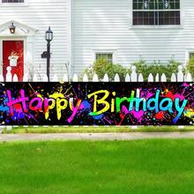 1 件涂鸦喷雾飞溅生日快乐横幅 - 由聚酯纤维制成，无需电力，适用于照相亭、嘻哈派对、家居和户外装饰、嘻哈主题装饰 | 喷雾设计 | 鲜艳的印花、嘻哈装饰 - 彩色 - 查看 6
