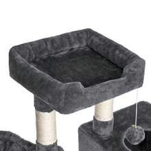 DOGAT Árbol para gatos de 100 cm con postes de arañar de sisal, una hamaca cómoda, una percha-cama superior desmontable y una pelota de juguete reemplazable para gatitos y gatos adultos. - Gris Oscuro - Ver 7