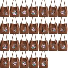 Bolsa de Ombro de Veludo Canelado de Grande Capacidade, Bolsa de Armazenamento Multifuncional, Bolsa Diária Fashion com Alça Fixa e Forro de Poliéster, Bolsa Transversal de Estilo Fashion para Trabalho, Viagem e Uso Diário com Padrão de 26 Letras Inicial