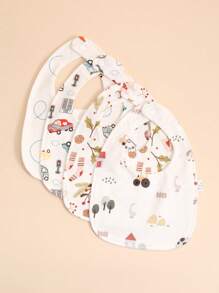 4-Piece White Baby Bib Set U-Shaped Bibs Children Meal Bibs Waterproof And Spit-Up Proof For Babies