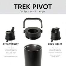 Pivote de Trek Moderno Simple |   Vaso con Popote Rebatible y Asa |   Botella de Agua con Bota |   Tapas de Popote y Chorro Intercambiables |   Gimnasio, Deportes, Aire Libre |   890 ml. |   Blanco de invierno - -Gris hielo - Ver 4