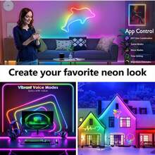 RGB IC Neon LED Light String, USB Neon Light Strip, Music Synchronized Smart Light String, 8 Modes, 1m/2m/3 Meters/5m Options, Waterproof Flexible Light Strip With Bluetooth Remote Control, Suitable For Bar, Bedroom, Kitchen, Living Room, Game Room, Outdoor Decoration, Also Applicable For Birthday Party, Camping, Halloween, Christmas Decoration - RGBIC - View 5