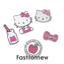 Sanrio 5/10pcs Adorable Hello Kitty Electroplated Resin Detachable DIY Shoe Decorations, Suitable For Slippers, Sandals, Beach Shoes, Beach Bags, Fashionable & Personalized Decor, Perfect Gift