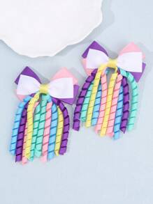 2 Stück Mädchen Regenbogen Farbverlauf Haarschleifen mit Quaste, süße, niedliche Haarspangen, Haarschleifen für Mädchen für Alltag und Party, modische Haarzubehör