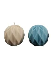 1pc Grid Ball Shape Silicone Candle Mold, Grid Geometric Line Home Decor Candle Mold - White - View 4