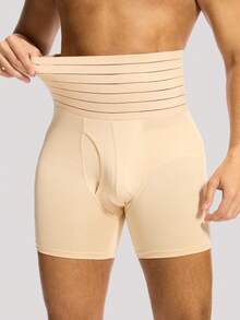 1pc Men's Slimming Compression Shorts, Shapewear Tummy Control Briefs - Apricot - View 3