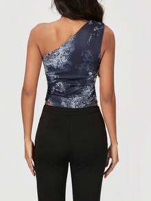 Women's Summer One Shoulder Tank Tops  Soft Stretchy Solid Color Floral For Daily Date Night Party - Multicolor - View 7