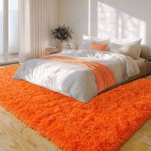 Area Rugs For Living Room, Large Fluffy Orange Rug For Bedroom, Soft Shag Shaggy Fuzzy Carpets For Boys And Girls Dorm Room Home Decor - Orange - View 3