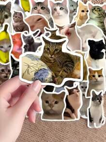 202/404 Pcs Cute Cat Meme Stickers Creative DIY Funny Stickers For Scrapbooking, Diary, Phone Case, Fridge, Waterproof, No Battery, No Feather, Suitable For Notebook, Scrapbook, DIY Crafts, Laptop, Phone Case