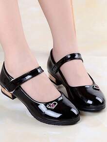 Girls' Leather Shoes, Round Toe, Suitable For Daily Wear, Dance, Outdoor, Back To School Season